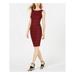 CALVIN KLEIN Womens Red Embellished Plaid Sleeveless Jewel Neck Knee Length Sheath Wear To Work Dress Size: 8