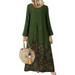 Tomshoo Vintage Women Autumn Floral Print Splicing Dress Fake Two Pieces O Neck Long Sleeve Button Holidays Maxi Dress