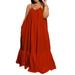 Sexy Dance Womens Casual Sexy Summer Ruffled Long Maxi Dresses Floor Length Sleeveless Plus Size Swing Sundresses Spaghetti Strap Boho Dresses