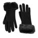 Portolano Womens Faux Fur Trim Gloves One Size Solid Black 2GF13246