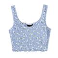 Tuscom Women's Backless Vest Printed Belly Button Halter Top Summer Fitted Tank Top