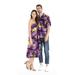 Couple Matching Hawaiian Luau Party Outfit Set Shirt Dress in Sunset Blue