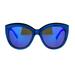 SA106 Womens Wood Grain Thick Plastic Butterfly Sunglasses Blue