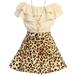Big Girl 3 Pieces Ruffle Top Skirt Necklace Summer Clothing Skirt Set Outfit Outfit Champagne Brown 8 JKS 2130S BNY Corner