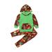 2019 New Toddler Children Baby Boys Girls Clothes Set Autumn Long Sleeve Green Hooded Tops Pants Tracksuit Boy Girl 2PCs