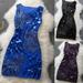 Women Ball Party Evening Flower Sequined Shine Gown Vest Dress Skirt Sleeveless