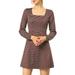 Allegra K Women's Fall Square Neck Vintage Mini Plaids Dress