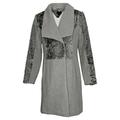 H By Halston Women's Sz 2 Shawl Collar Coat W/ Faux Fur Gray A345776
