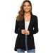Women's Mid-Length Casual Cross-Shoulder Straight-Edge Right-Angle Long-Sleeve Pocket Cardigan Jacket