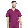 Cherokee Workwear Revolution Scrubs Top for Men V-Neck WW670, L, Wine