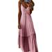 Avamo S-XXXXXL Women Gradient Strap Maxi Dress V Neck Beach Party Long Dress Summer Casual Loose Party Dress Ladies Plus Size Tie Dry Sundress