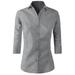 Doublju Women's 3/4 Sleeve Slim Fit Button Down Dress Shirt (Plus Size Available)