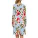 LEVACA Womens Floral Fall Long Sleeve Pockets Casual Tunic T Shirt Dress Flower