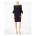 CALVIN KLEIN Womens Navy Illusion Bell Sleeve Jewel Neck Above The Knee Sheath Cocktail Dress Size 16