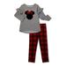 Minnie Mouse Baby Toddler Girl Ruffle Shoulder Top & Plaid Leggings, 2pc outfit set