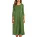 Round Neck Mid-length Dress Solid Color Mid-Sleeve Slim Autumn Women's Clothing