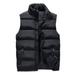 Men Autumn Winter Solid Color Down Stand Collar Jacket Thick Warm Down Zipper Vest Slim Coat