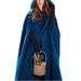 Womens Hooded Cloak Wool Cape Casual Warm Hook Button Winter Outwear Coat