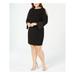 JESSICA HOWARD Womens Black Cold Shoulder Long Sleeve Jewel Neck Above The Knee Sheath Cocktail Dress Size 20W