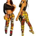 ZIYIXIN Women's Juniors Casual Plaid Pants Priest Checkered Pants Mom Jean High-Waisted Christmas Trousers
