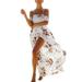 UKAP Women Dresses Sexy Bandeau Dress Boho Bohomian Beach Sundress Floral Print Split Maxi Party Dress