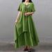 New Fashion Women Casual Loose Dress Solid Color Short Sleeve Boho Summer Long Maxi Dress