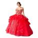 Calla Collection Women's Red Gold Off-Shoulder Pageant Ball Dress