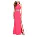 EMERALD SUNDAE Womens Pink Embellished Halter Full-Length Body Con Formal Dress Size M