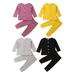Newborn Baby Girls Boy Solid Color Long Sleeve T-Shirt Tops+Pants Clothes Sets
