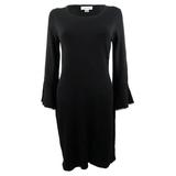 Calvin Klein Women's Plus Size Bell-Sleeve Sweater Dress (1X, Black/Cream)