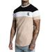 CVLIFE Summer Fashion Slim Fit Color Block Short Sleeve Shirts for Men Casual Slim Fit Longline Tshirt