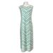 Denim & Co. Petite Printed Jersey Sleeveless Maxi Dress, Round Neckline, Straight Hemline, Side Slits, Medium, Green