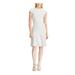 RALPH LAUREN Womens White Zippered Polka Dot Cap Sleeve Jewel Neck Knee Length Fit + Flare Dress Size 16