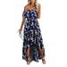 Women Party Holiday Maxi Dress Boho Floral Printed Long Sundress Ruffle Summer Dresses for Ladies Fashion Vintage Swallowtail Dress