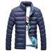 JANDEL Men Winter Stand Collar Down Puffer Jacket, Zipper Bomber Jacket Casual Coat