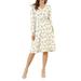 Allegra K Women's Floral Print Swing Long Sleeve V-Neck Midi Dress