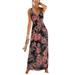 Lumento Hawaiian Sleeveless Floral Wrap Maxi Long Dress For Women Sexy Strappy V-Neck Cocktail Evening Party Maxi Dresses Black XL