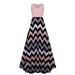 LAPA Women Boho Chevron Striped Print Summer Sleeveless Tank Long Maxi Party Dress