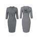 Womens Casual Striped Dress Slim Pullover Hoodie Dress Three-Quarter Sleeve Tunic Drawstring Hoodie Sweater Knee-Length Dress Oversized T-Shirts Bodycon Athleisure Women Dresses Loungewear