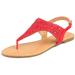 Dream Pairs Women's Classic T-Strap Rhinestone Flat Sandals Casual Wear Cut Out Flip Flop Sandals Medinie Red Size 11