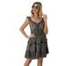 Womens Boho Floral Print Ruffle Hem Mini Dress V-Neck Sleeveless Elastic Waist Holiday Dresses