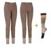 TuffRider Women Starter Lowrise Pull On Breeches with FREE Boot Socks Knee Patch Horse Riding Pants Equestrian Apparel - LavaBrown - 26