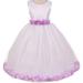 Big Girls' Elegant Satin Ribbon Sash Petals Flowers Girls Dresses White Lilac 10