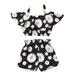 Yinyinxull Kids Baby Girls Shorts Sets Off Shoulder Ruffle Floral Crop Tops Elastic Shorts