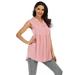 Sleeveless Tank Top for Women Casual Loose Fitting Shirts Henley V Neck Tops Tunics Blouse Ladies Plain Button Shirts T-shirt