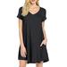 Womens Cute Mini Dresses Casual Oversized Solid Cotton Loose Fit Tunic Dress