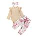 3Pcs Cute Newborn Baby Girl Clothes Ruffle Floral Romper Tops Skirts Or Pants Outfits