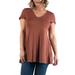 24seven Comfort Apparel Women's Plus Size Short Sleeve V Neck Tunic T Shirt