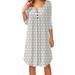 Women's Polka Dot Printed Button Pleated Three-Quarter Sleeve Loose Dress