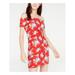 ULTRA FLIRT Womens Red Floral Short Sleeve Off Shoulder Mini Body Con Dress Size XXS